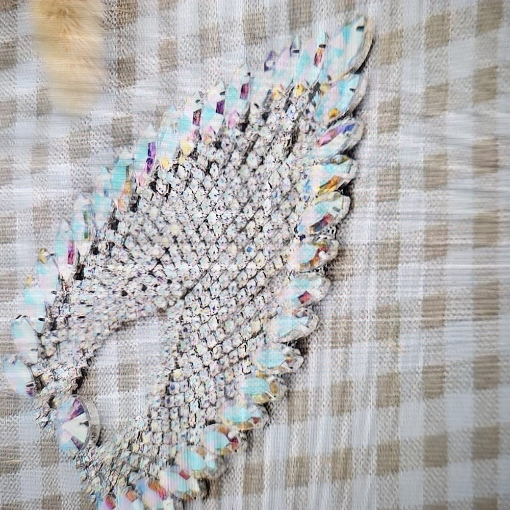 NWT Princess Rhinestone Ribbon Tassle Chain 8.5 x 13 cm Glam Bling Jewelry - Picture 7 of 10